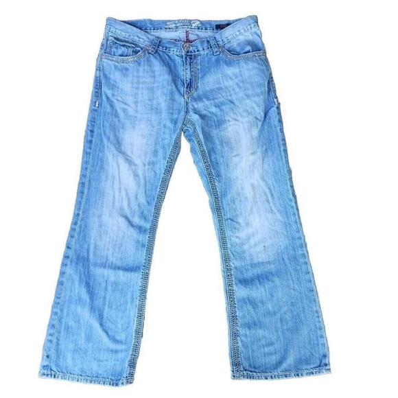 Y2K VTG SEVEN 7 BOOTCUT 36×32 Men's Denim Dlue Jeans EMBROIDERED PREMIUM QUALITY - Picture 1 of 6